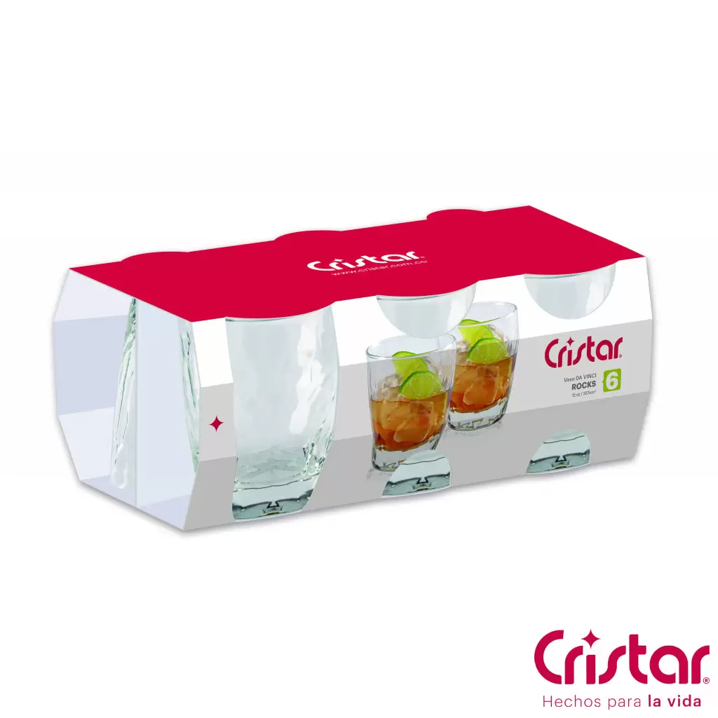 Vaso Davinci Rocks Canastilla x 6 Unidades Cristar