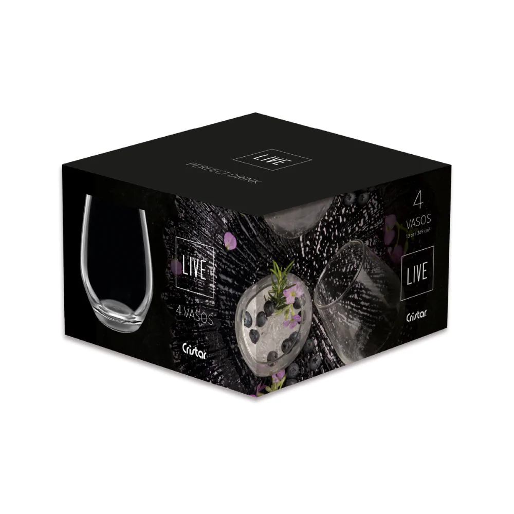 Set Live Vaso Sicilia Rocks X 4 Unidades Cristar