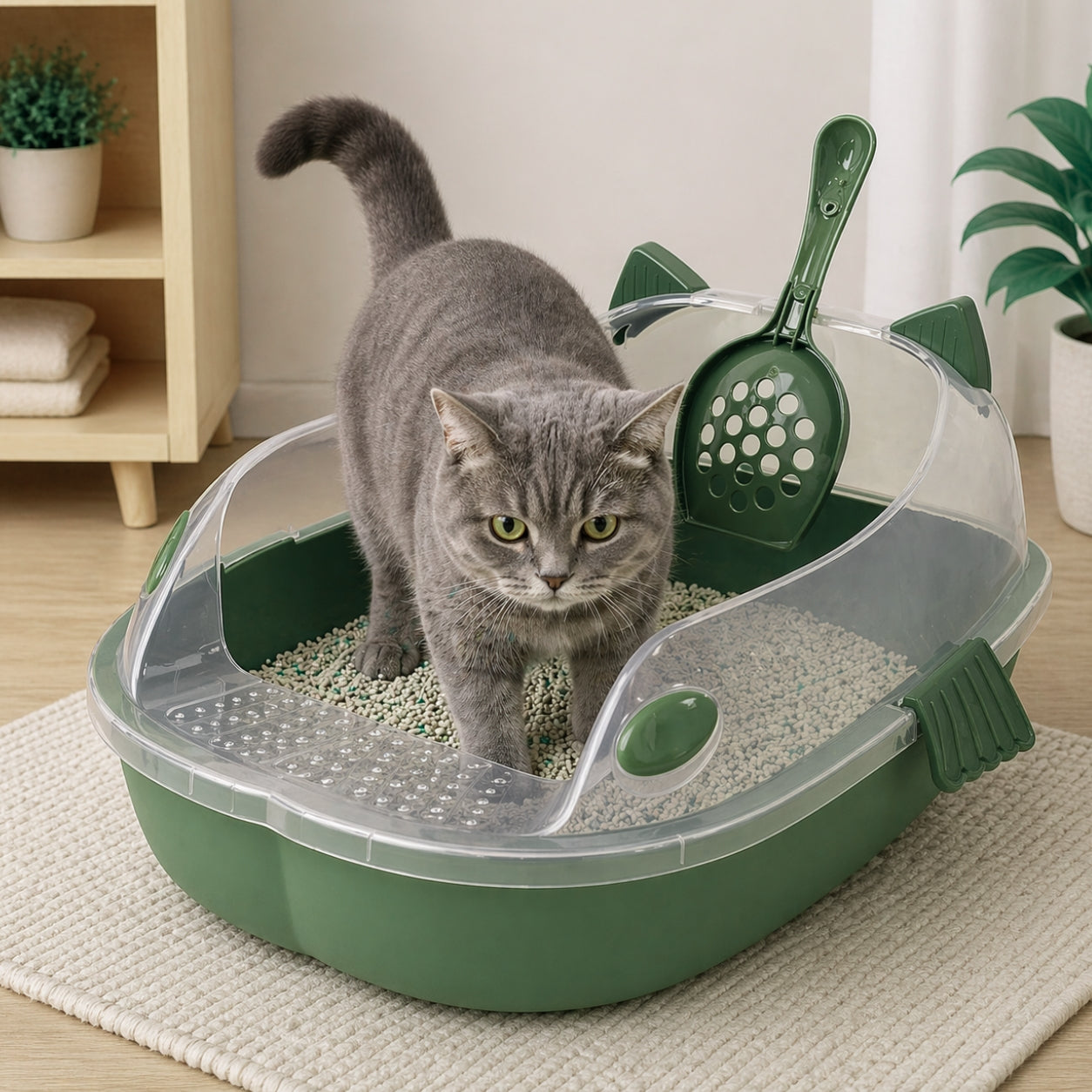 Combo Arenero para Gatos Armaty Color Verde Oliva 10307351137