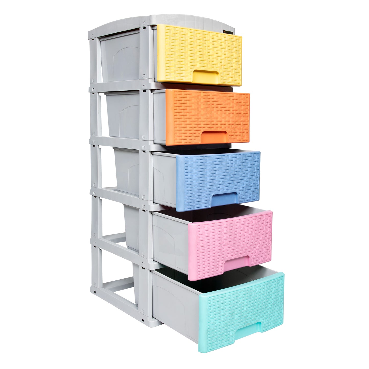 Practimueble Apariencia Rattan 5 Gavetas Colplast Color Pastel