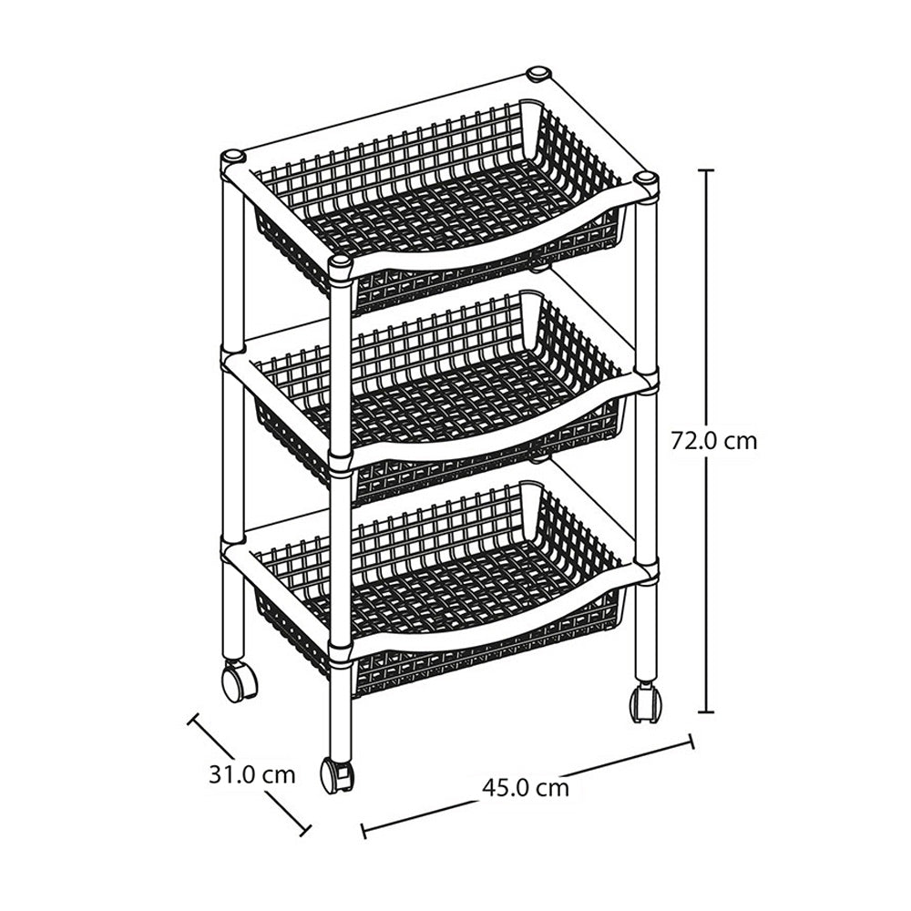 Canasta Móvil Rimax Rectangular de 3 Niveles