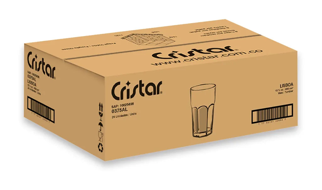 Vaso Lisboa x1 Caja de 24 Unidades Cristar