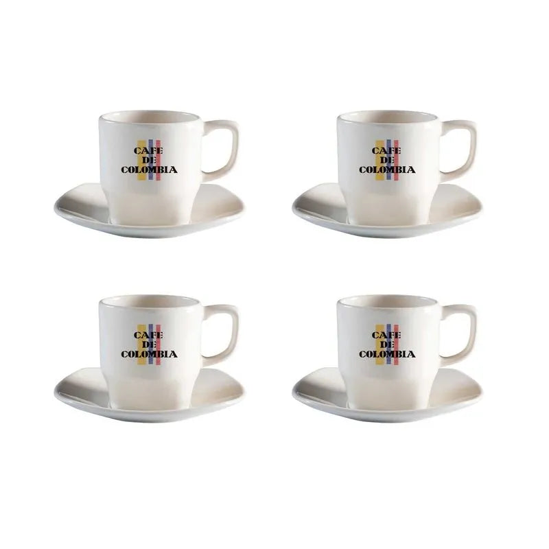 Set 4 Platos Y 4 Pocillos Té 240 Cc Corona Café De Colombia