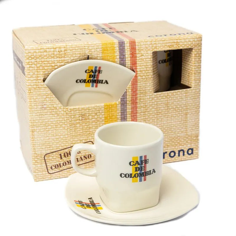 Set 4 Platos Y 4 Pocillos Té 240 Cc Corona Café De Colombia
