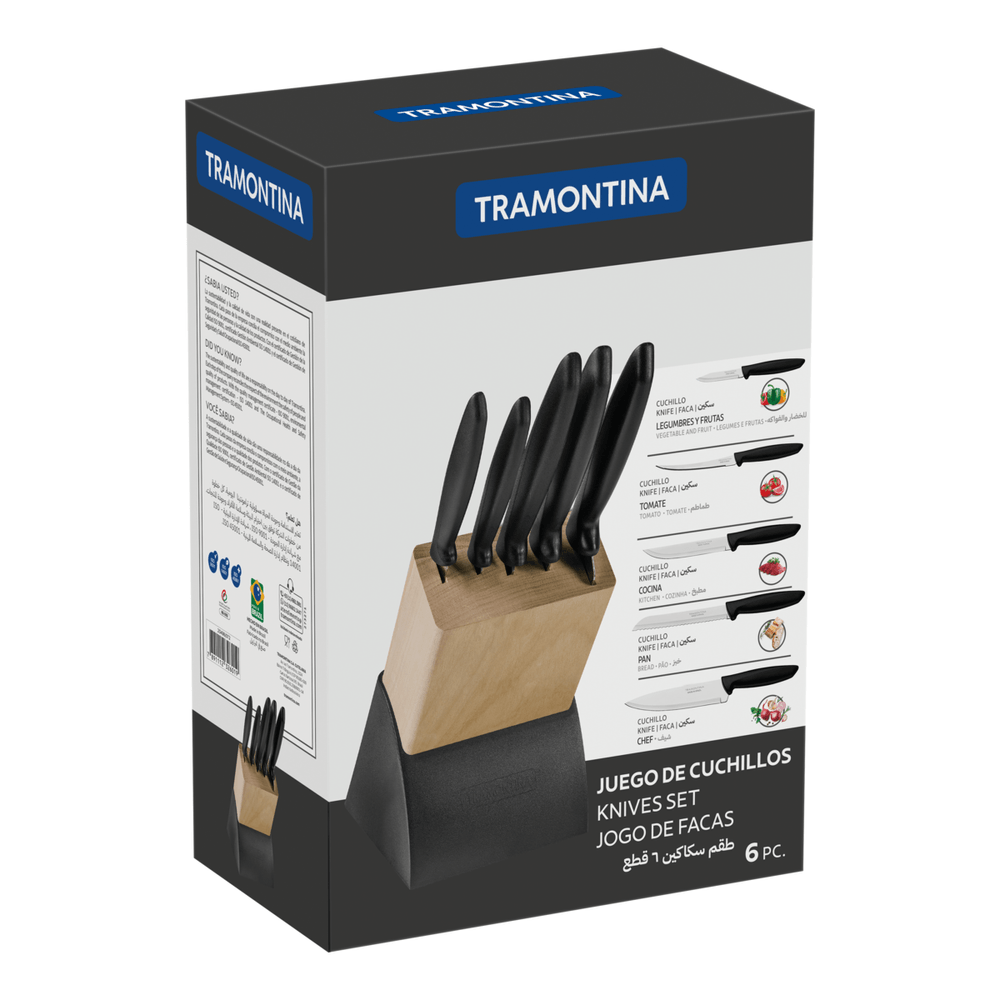 Juego de Cuchillos Tramontina Plenus - 6 Piezas Negro