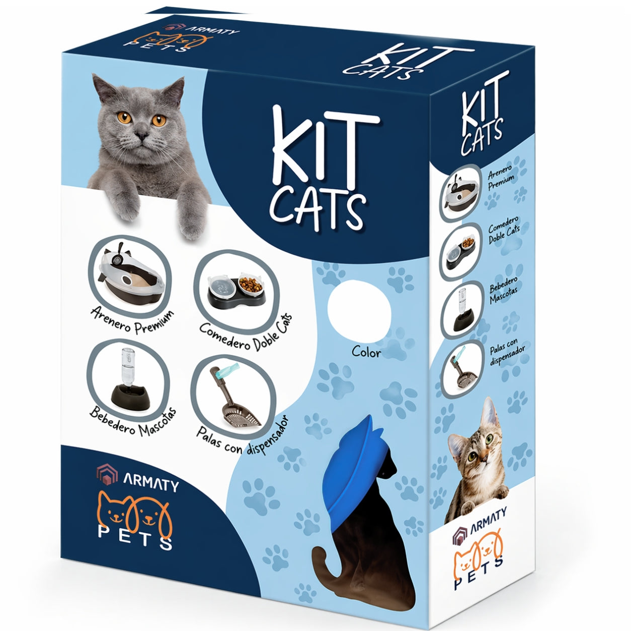 Combo Arenero para Gatos Armaty Color Azul Rey 10307355140