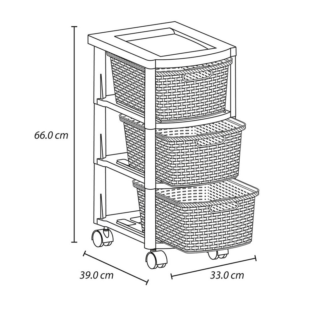 Cajonero de 3 Gavetas Rattan Rimax