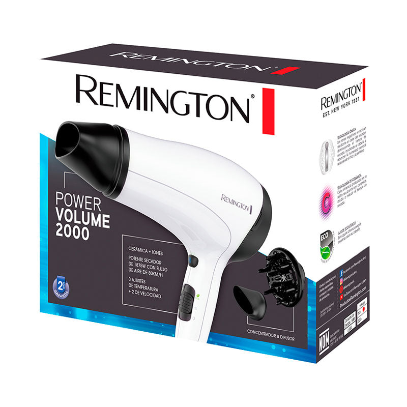 Secador de Cabello Remington Power Volumen Blanco D3015