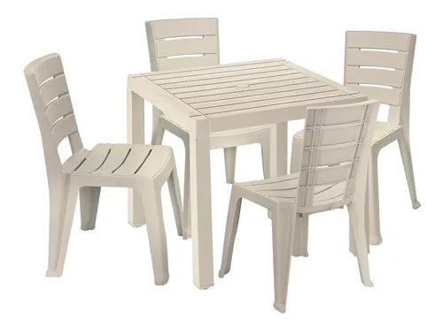 Combo Barú Mesa + 4 Sillas Sin Brazos Rimax