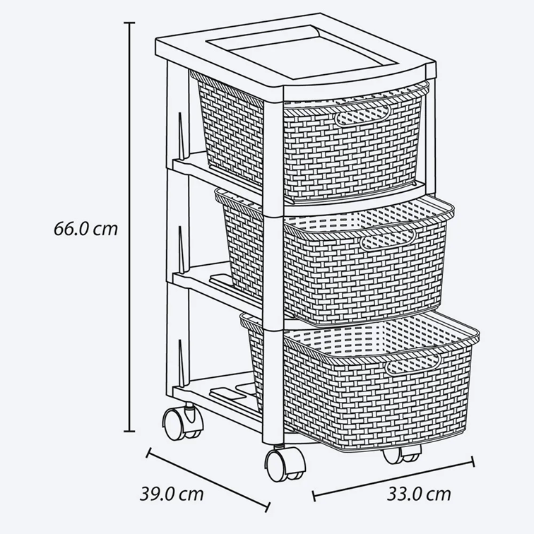 Cajonero Apariencia Rattan Rimax 3 Gavetas Altas