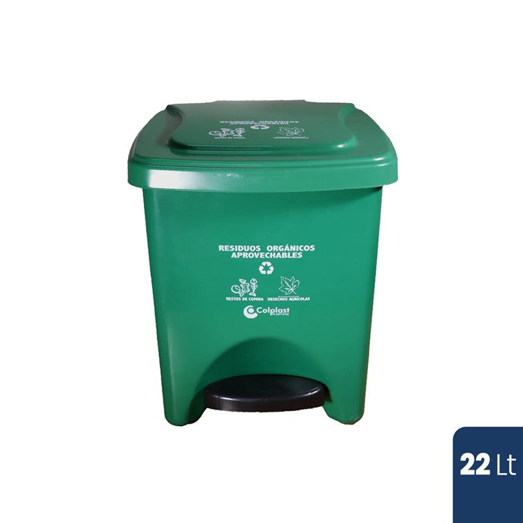 Papelera de Pedal Cuadrada de 22 Litros Colplast
