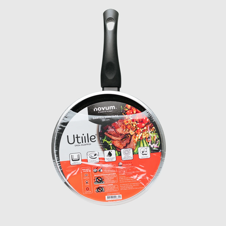 Sarten Novum Utiile con Tapa de Vidrio de 20 Cm