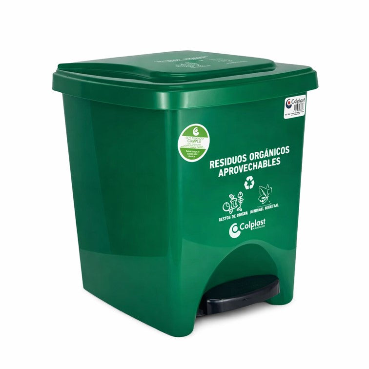 Papelera de Pedal Cuadrada de 22 Litros Colplast