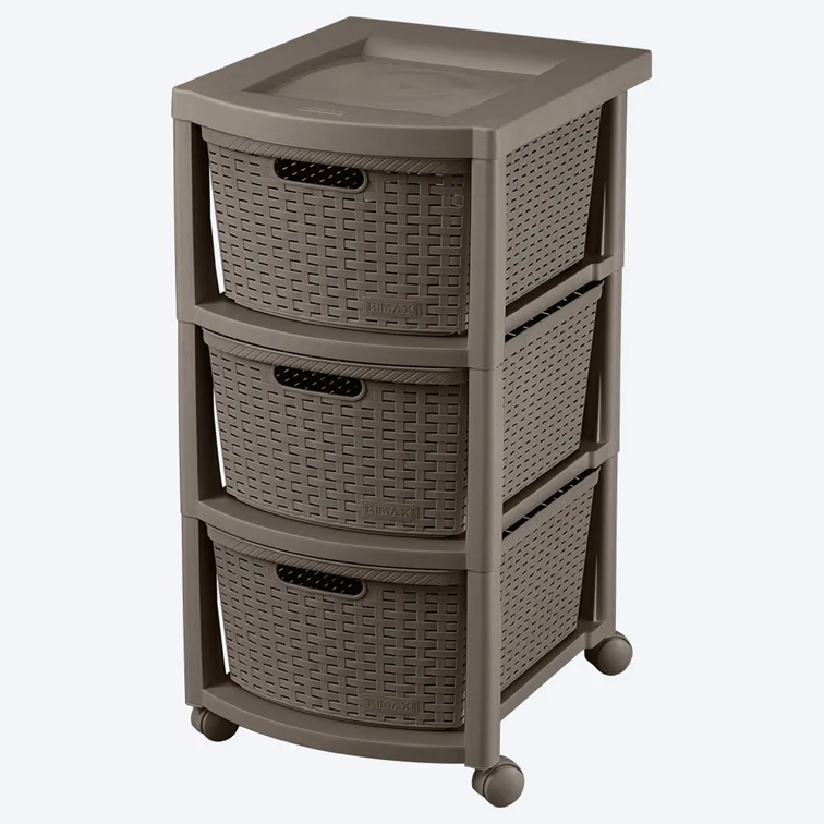 Cajonero Apariencia Rattan Rimax 3 Gavetas Altas