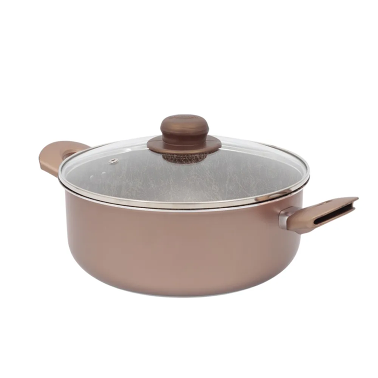 Olla Universal Ambar de 24 Cm Con Tapa de Vidrio L39721