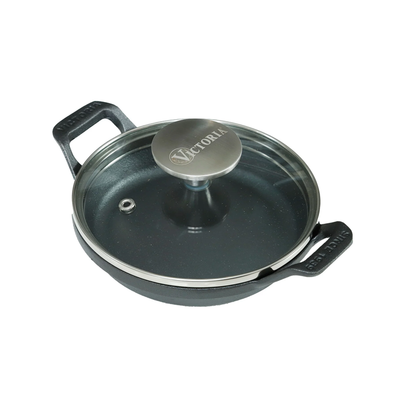 Mini Cazuela de Hierro Fundido Victoria Con tapa de Vidrio 14 Cm