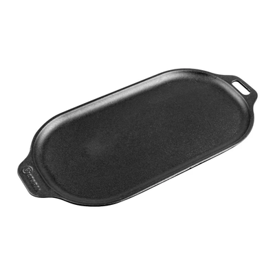 Plancha Ovalada 34 X 17 Cm Hierro Fundido Victoria con Base de Madera Acacia