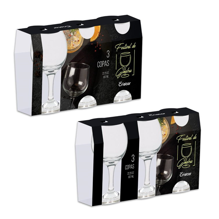 Set X3 Unidades Copas Ginebra Cristar 5472CL3PDQ