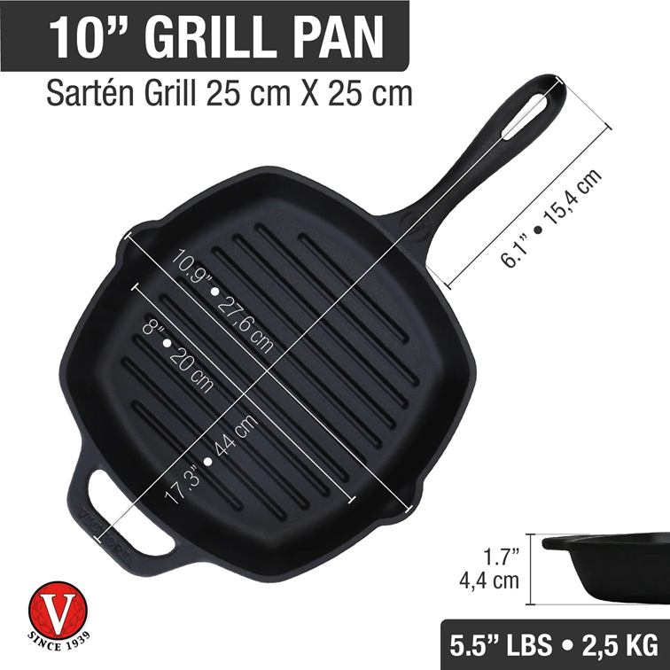 Sartén Para Asar De Hierro Fundido Victoria 25 X 25 Cm 39561