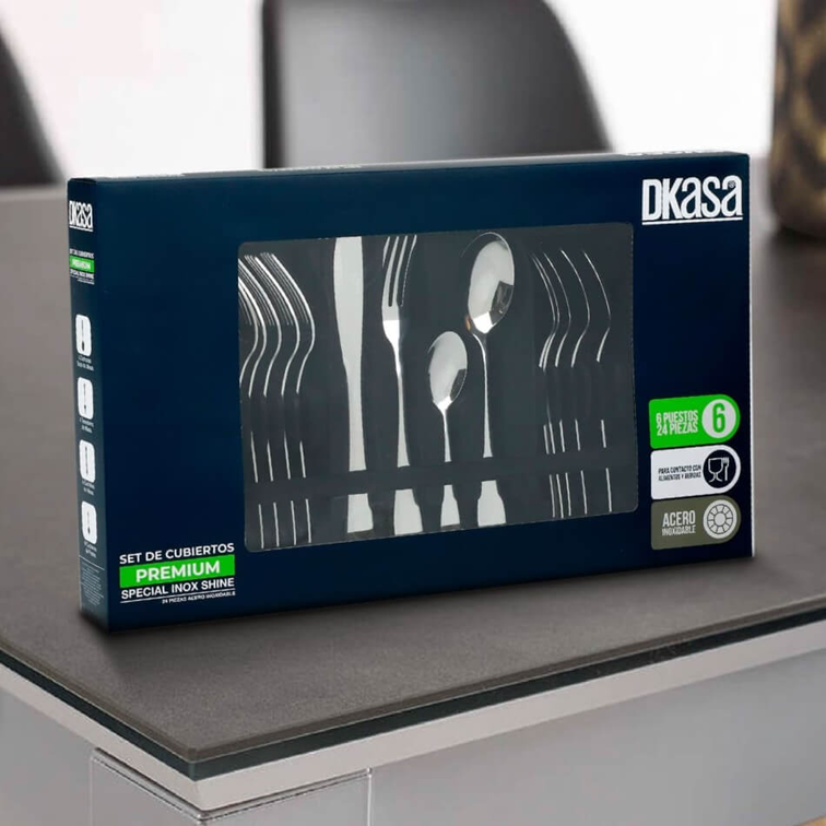 Set de Cubiertos Premium Dkasa de 24 Piezas en Acero Inoxidable A164-24
