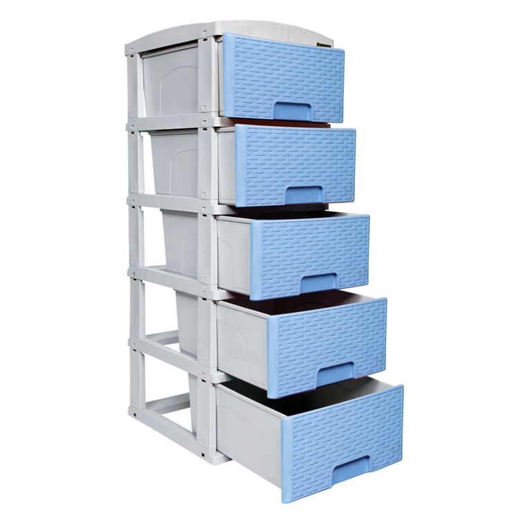 Practimueble Apariencia Rattan 5 Gavetas Colplast Color Azul Celeste