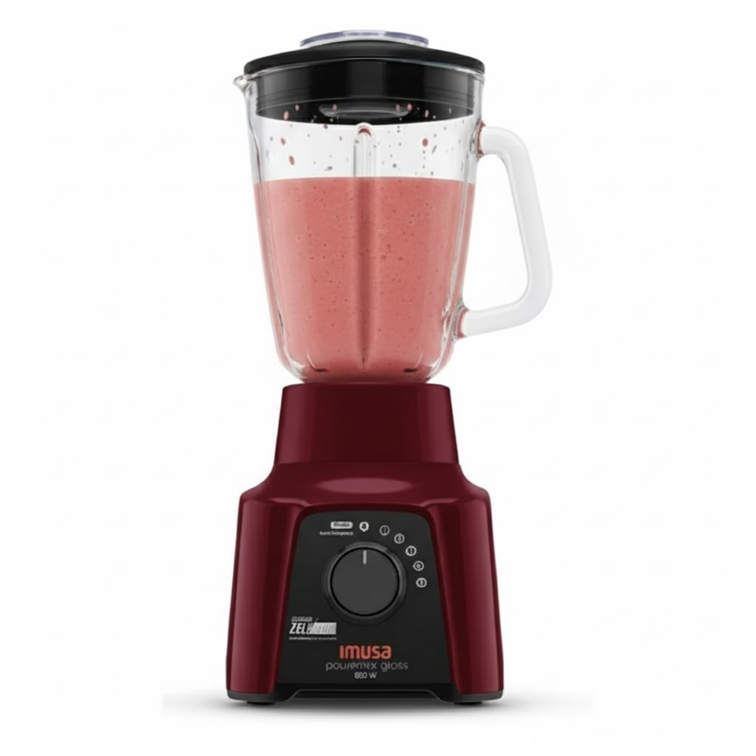 Licuadora Imusa Powermix Glass de 5V Vaso Vidrio Color Vinotinto 5861032008