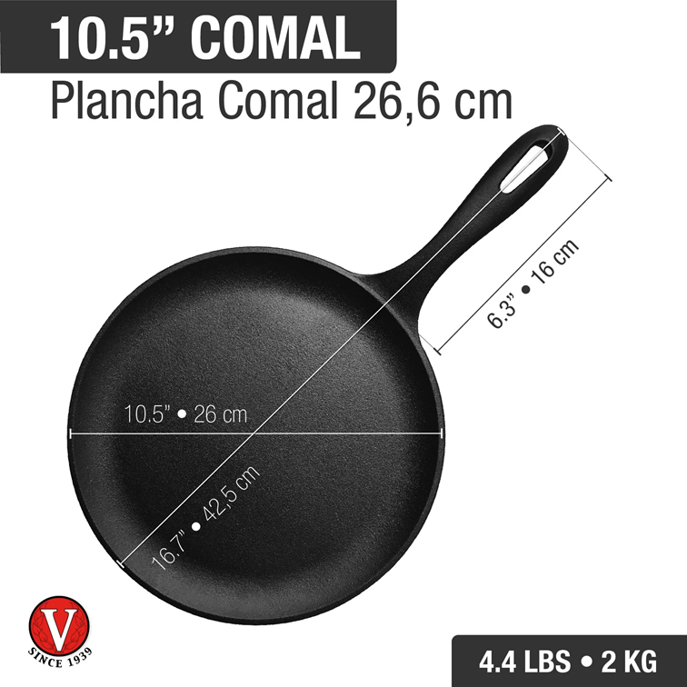 Plancha Comal de Hierro Fundido Victoria de 26,6 Cm