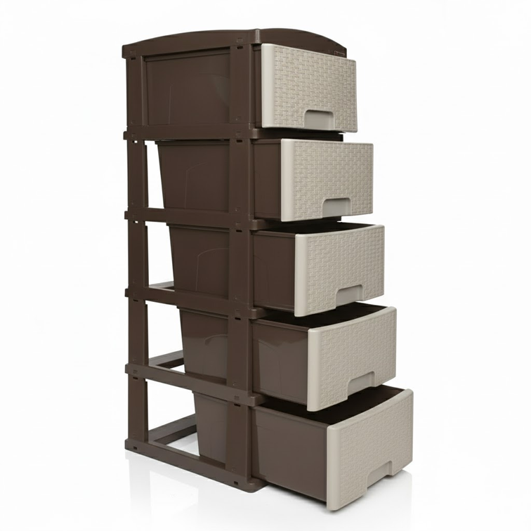 Practimueble Apariencia Rattan 5 Gavetas Colplast Color Pistacho Wengue