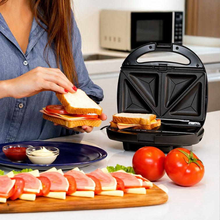 Sanduchera Kalley 3 en 1 - Platos intercambiables Negro K-SM3