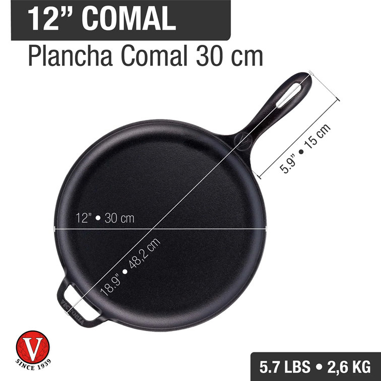 Plancha Comal de Hierro Fundido Victoria de 30 Cm 36379