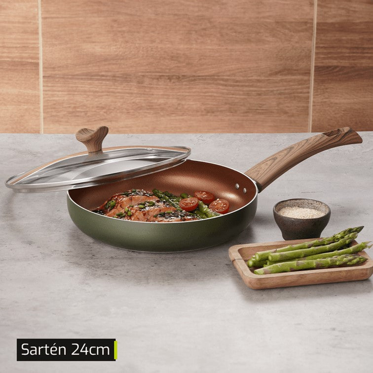 Sartén Universal Cuarzo + Tapa de Vidrio de 24 Cm L49063