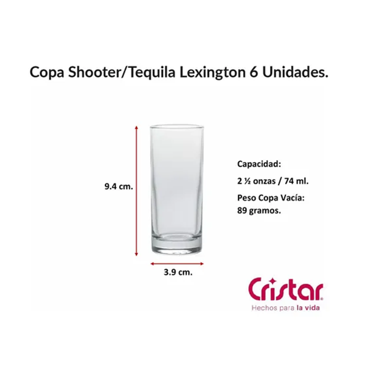 Set X6 Copas Lexintong Shot Aguardiente Cristar 0054AL
