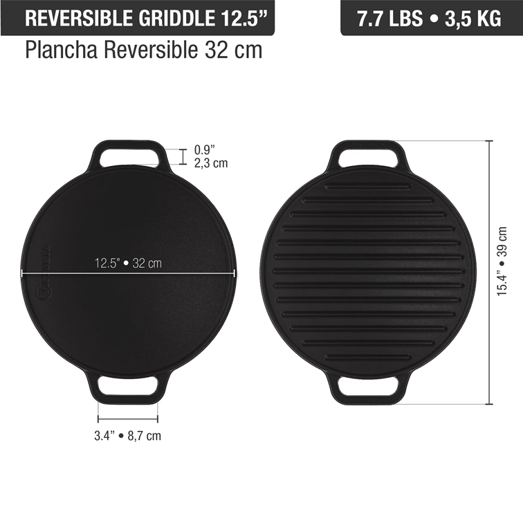 Plancha Para Asar Redonda de Hierro Fundido Victoria 32 Cm