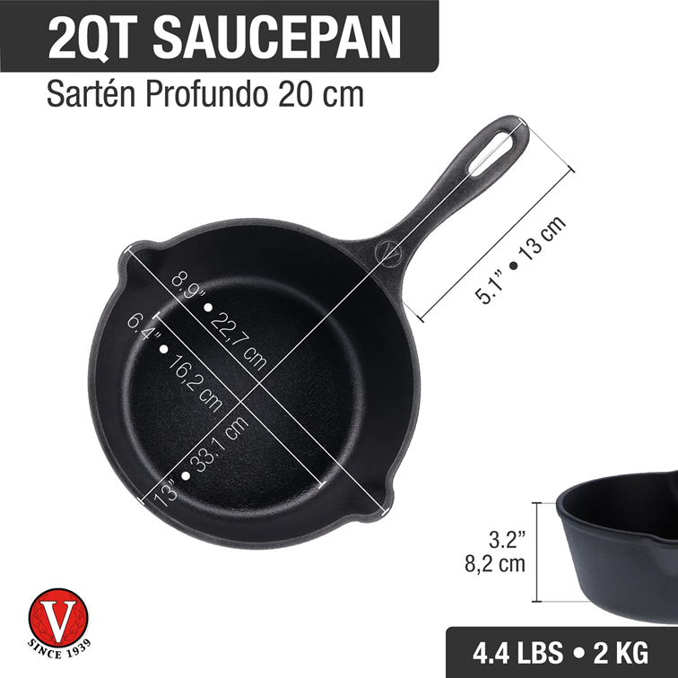 Sartén de Hierro Fundido Victoria Profundo 1,9 L