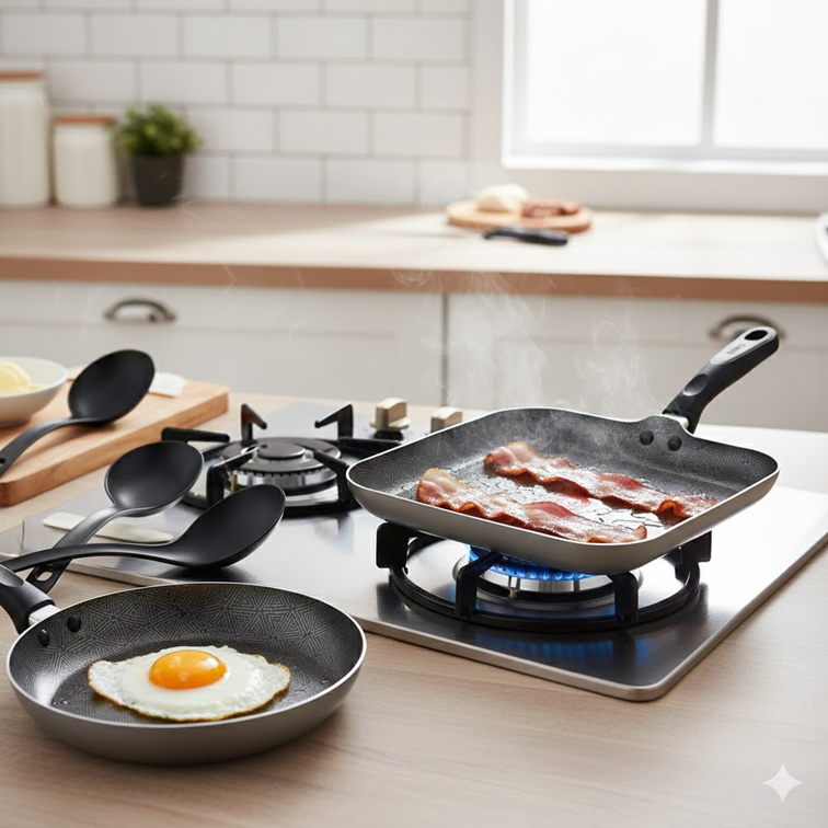 Combo Imusa Plancha Para Asar 26 Cm + Sartén 24 Cm + Juego de Utensilios 5861032203