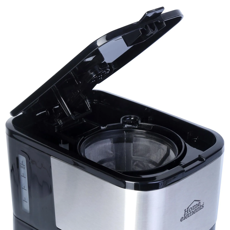 Cafetera Home Elements en Acero Inoxidable de 6 Tazas HECM-9420SS