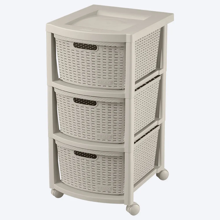 Cajonero Apariencia Rattan Rimax 3 Gavetas Altas