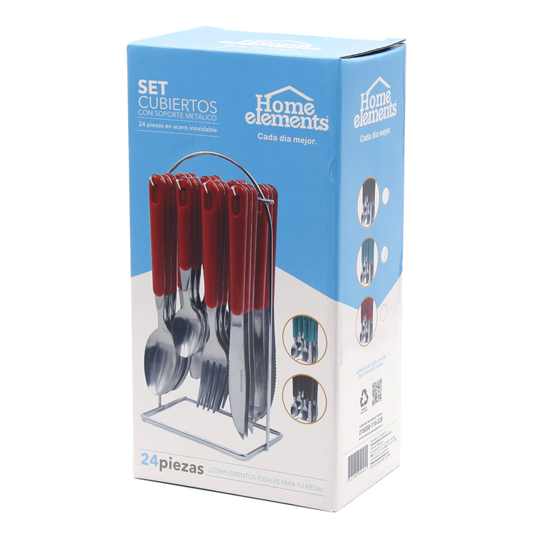 Juego de Cubiertos Home Elements 24 Piezas con Soporte HQ29B