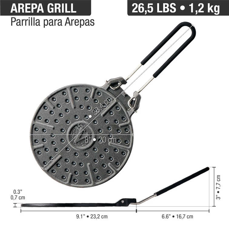 Parrilla para Arepas - Difusor de Calor en Hierro Fundido Victoria de 20 Cm 39837
