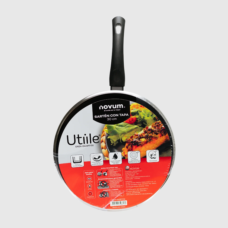 Sarten Novum Utiile con Tapa de Vidrio de 30 Cm