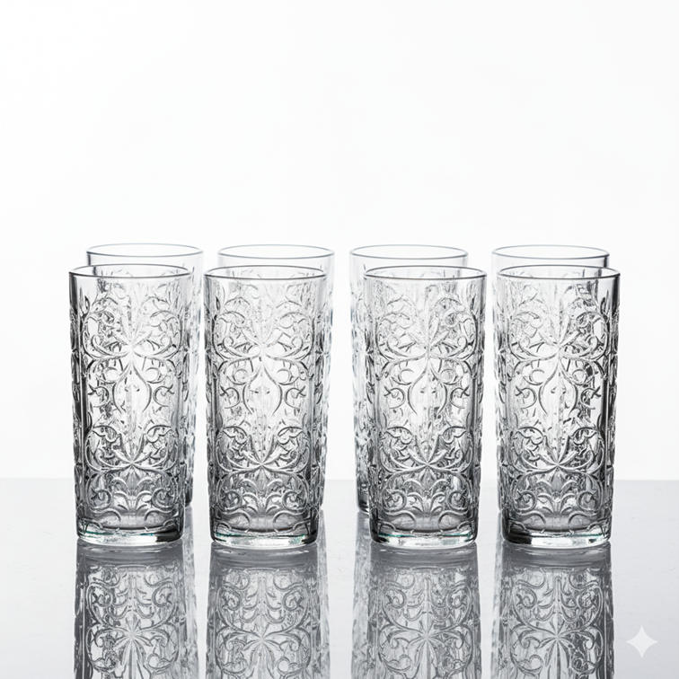 Set X6 Piezas Vasos Altos Línea Tattoo de Cristalería Italiana 26941020106