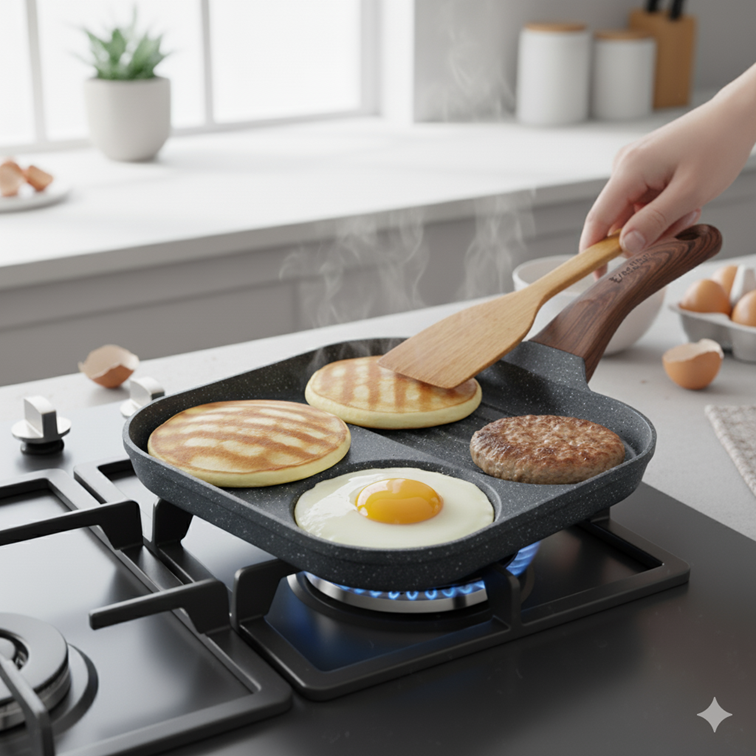 Sartén Excalibur de Aluminio Antiadherente de 3 Divisiones