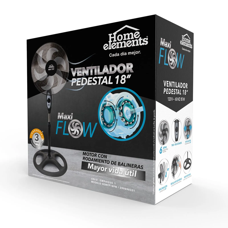 Ventilador Home Elements MaxiFlow de Pedestal de 18 Pulgadas