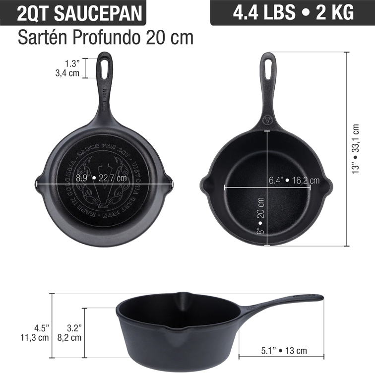 Sartén de Hierro Fundido Victoria Profundo 1,9 L