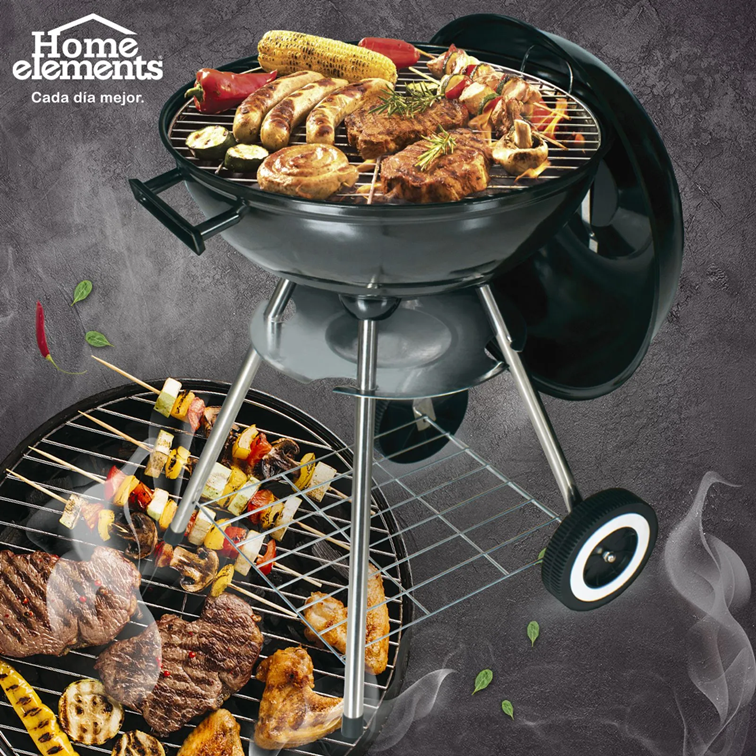 Asador a Carbón BBQ Portable con ruedas Home Elements HEJL22017A