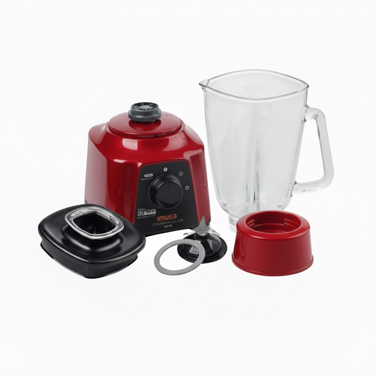 Licuadora Imusa Powermix Glass de 5V Vaso Vidrio Color Vinotinto 5861032008