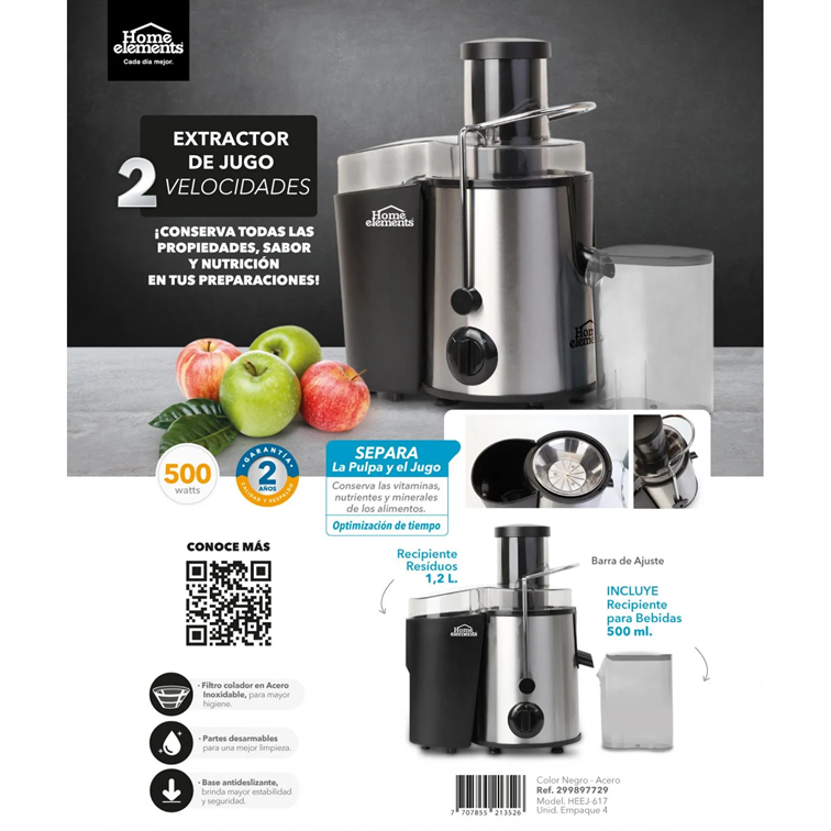 Extractor de Jugos Home Elements de 1.2 Litros HEEJ-617