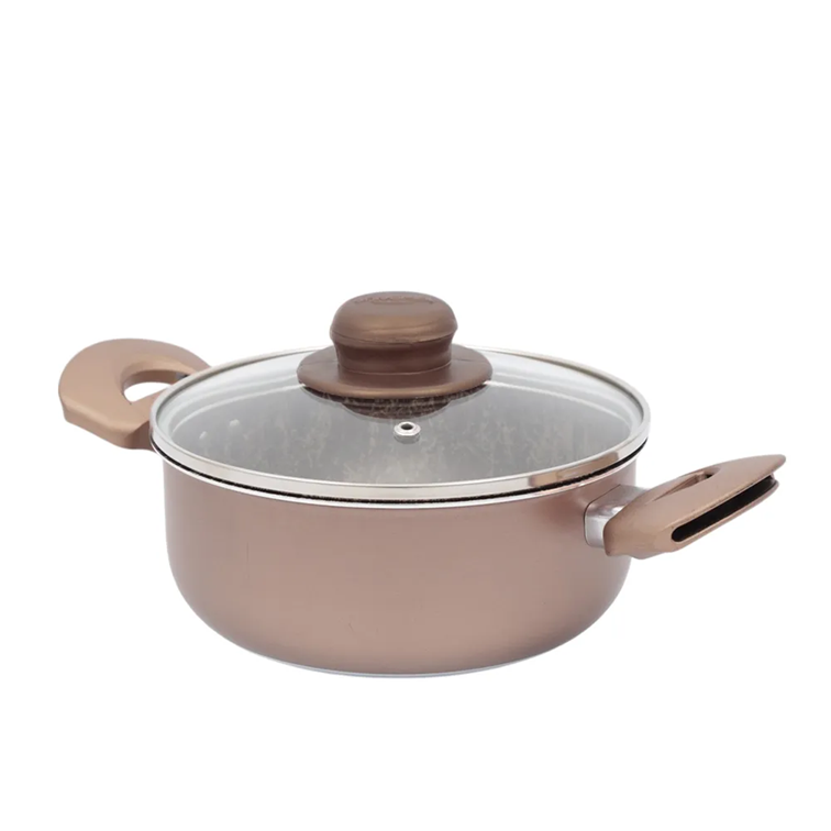 Olla Universal Ambar de 20 Cm Con Tapa de Vidrio L39719