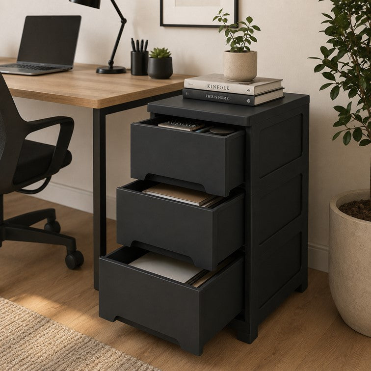 Cajonero Portofino Armaty de 3 Gavetas Color Negro