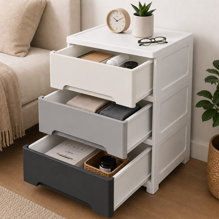 Cajonero Portofino Armaty de 3 Gavetas Colores Grises